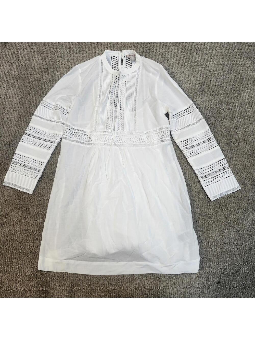 Banana Republic Diora Mini Dress White Long Sleeve Lace Insert Women's Sz SP NWT